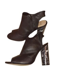 Mix 6 open toe slingback boots black 8 block heel